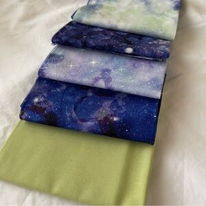 ✨$5 OFF BUNDLE✨ Cotton Fat Quarters Green Blue Purple Star Galaxy Print Quilting